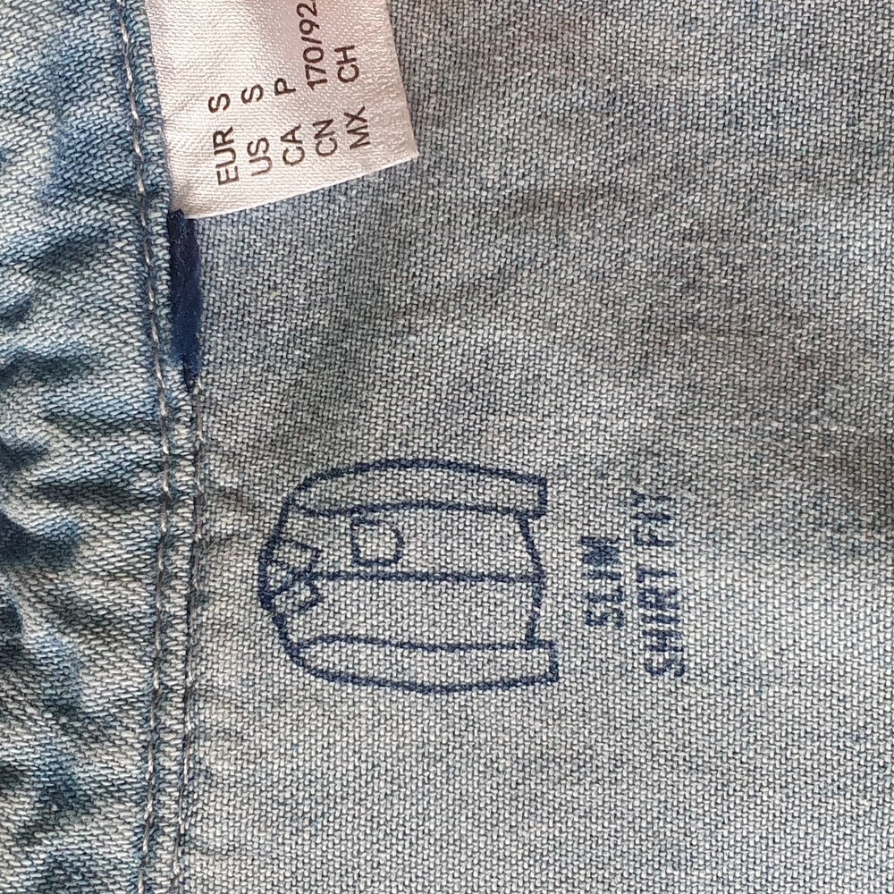 Size S 34½-36¼" Collar 41.5cm Denim Slim Fit Shirt - Picture 9 of 11